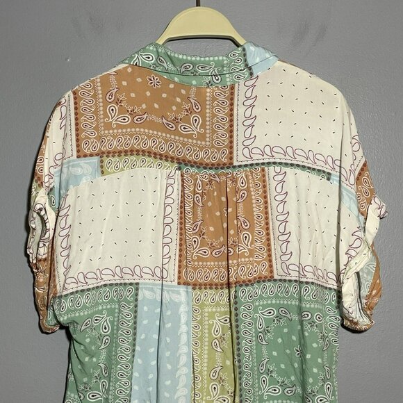 Ivy Jane Blouse Women Size S/M Retro Paisley Vneck Patch Hipster Comfy Relaxed - Picture 4 of 10